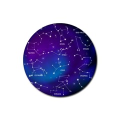 Realistic Night Sky With Constellations Rubber Round Coaster (4 Pack) by Cowasu