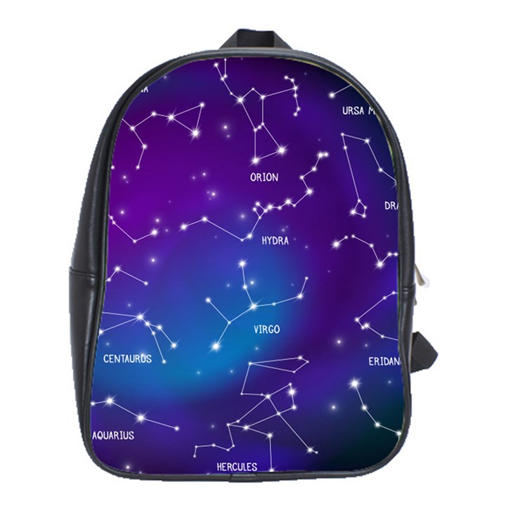 Realistic Night Sky With Constellations School Bag (Large)