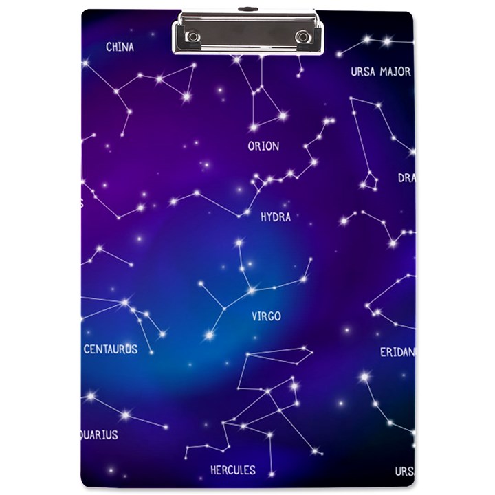 Realistic Night Sky With Constellations A4 Acrylic Clipboard