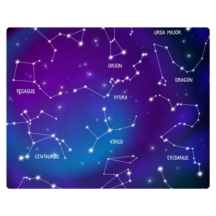 Realistic Night Sky With Constellations Premium Plush Fleece Blanket (Medium)