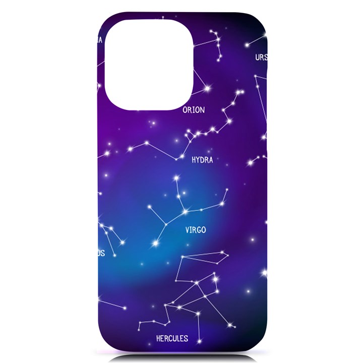 Realistic Night Sky With Constellations iPhone 14 Pro Max Black UV Print Case