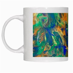 Blue On Green Flow White Mug by kaleidomarblingart