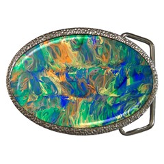 Blue on green flow Belt Buckles