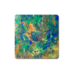 Blue On Green Flow Square Magnet