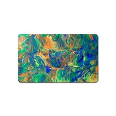 Blue On Green Flow Magnet (name Card) by kaleidomarblingart