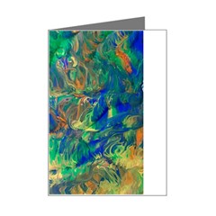 Blue On Green Flow Mini Greeting Card by kaleidomarblingart