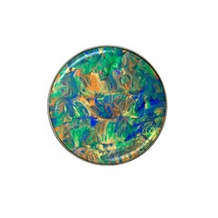 Blue On Green Flow Hat Clip Ball Marker (4 Pack) by kaleidomarblingart