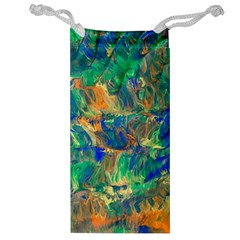 Blue on green flow Jewelry Bag