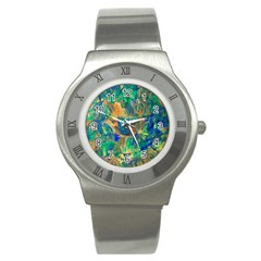 Blue on green flow Stainless Steel Watch