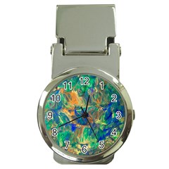 Blue on green flow Money Clip Watches