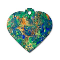 Blue on green flow Dog Tag Heart (One Side)