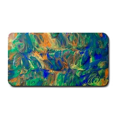 Blue On Green Flow Medium Bar Mat by kaleidomarblingart