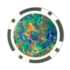 Blue On Green Flow Poker Chip Card Guard by kaleidomarblingart