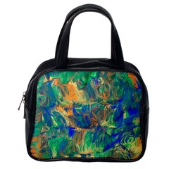 Blue On Green Flow Classic Handbag (one Side) by kaleidomarblingart