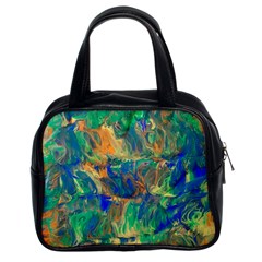 Blue On Green Flow Classic Handbag (two Sides) by kaleidomarblingart