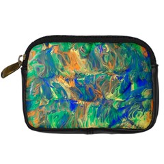 Blue on green flow Digital Camera Leather Case