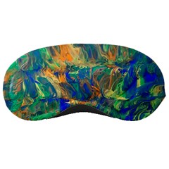 Blue On Green Flow Sleep Mask by kaleidomarblingart