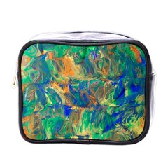 Blue on green flow Mini Toiletries Bag (One Side)