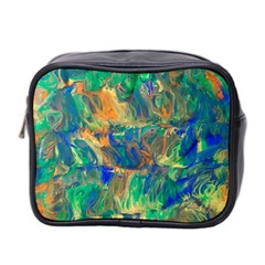 Blue on green flow Mini Toiletries Bag (Two Sides)