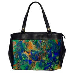 Blue On Green Flow Oversize Office Handbag by kaleidomarblingart