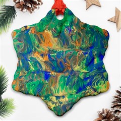 Blue On Green Flow Ornament (snowflake) by kaleidomarblingart