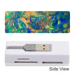 Blue On Green Flow Memory Card Reader (stick) by kaleidomarblingart