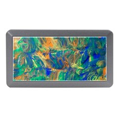 Blue On Green Flow Memory Card Reader (mini) by kaleidomarblingart