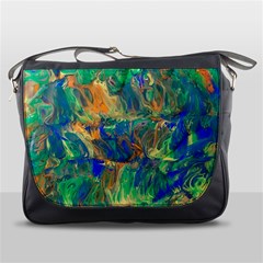 Blue on green flow Messenger Bag