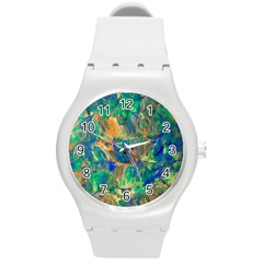 Blue on green flow Round Plastic Sport Watch (M)