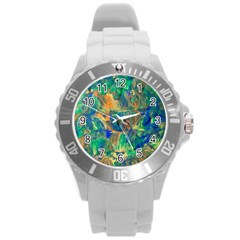 Blue on green flow Round Plastic Sport Watch (L)