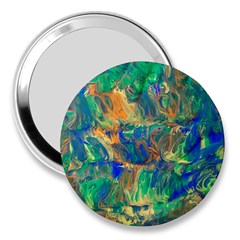 Blue on green flow 3  Handbag Mirrors