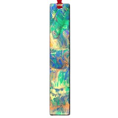 Blue On Green Flow Large Book Marks by kaleidomarblingart