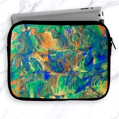 Blue On Green Flow Apple Ipad 2/3/4 Zipper Cases by kaleidomarblingart