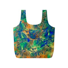 Blue on green flow Full Print Recycle Bag (S)