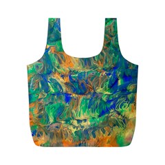 Blue on green flow Full Print Recycle Bag (M)