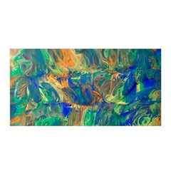 Blue on green flow Satin Wrap 35  x 70 