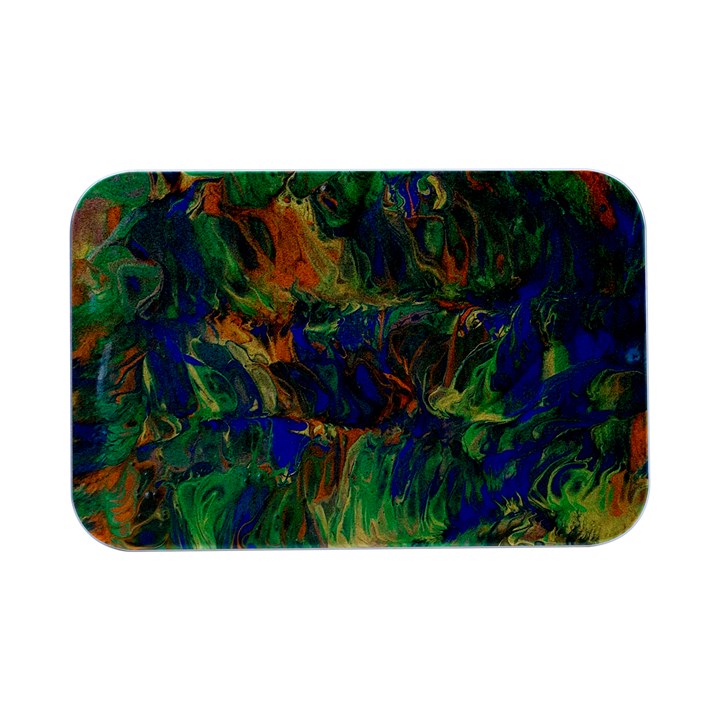 Blue on green flow Open Lid Metal Box (Silver)  