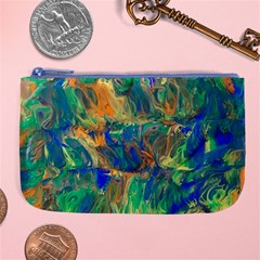 Blue on green flow Large Coin Purse