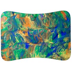 Blue On Green Flow Velour Seat Head Rest Cushion by kaleidomarblingart