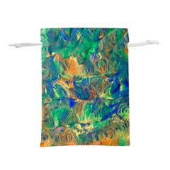 Blue On Green Flow Lightweight Drawstring Pouch (s) by kaleidomarblingart