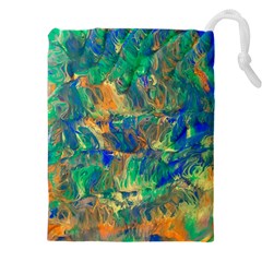 Blue On Green Flow Drawstring Pouch (5xl)