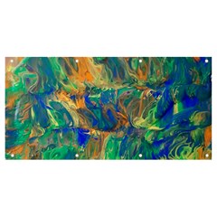 Blue On Green Flow Banner And Sign 8  X 4  by kaleidomarblingart