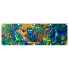 Blue On Green Flow Banner And Sign 12  X 4  by kaleidomarblingart