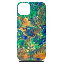 Blue on green flow iPhone 14 Plus Black UV Print Case