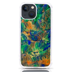 Blue On Green Flow Iphone 13 Mini Tpu Uv Print Case by kaleidomarblingart