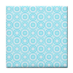 Mazipoodles Baby Blue Check Donuts Tile Coaster by Mazipoodles