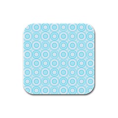 Mazipoodles Baby Blue Check Donuts Rubber Square Coaster (4 Pack) by Mazipoodles