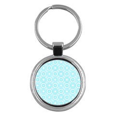 Mazipoodles Baby Blue Check Donuts Key Chain (round) by Mazipoodles