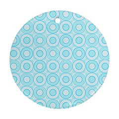 Mazipoodles Baby Blue Check Donuts Round Ornament (two Sides) by Mazipoodles