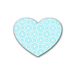 Mazipoodles Baby Blue Check Donuts Rubber Coaster (heart) by Mazipoodles